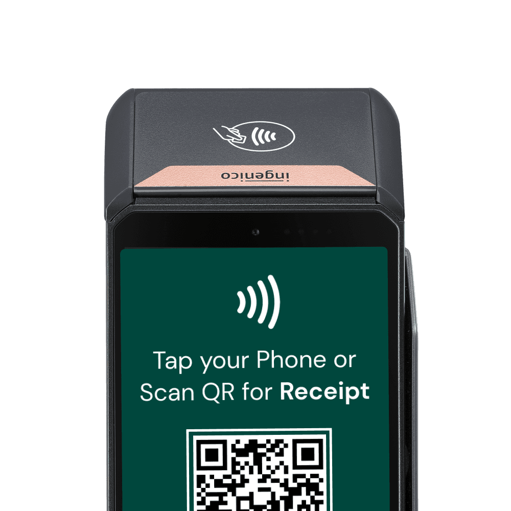 POS terminal showing QR code